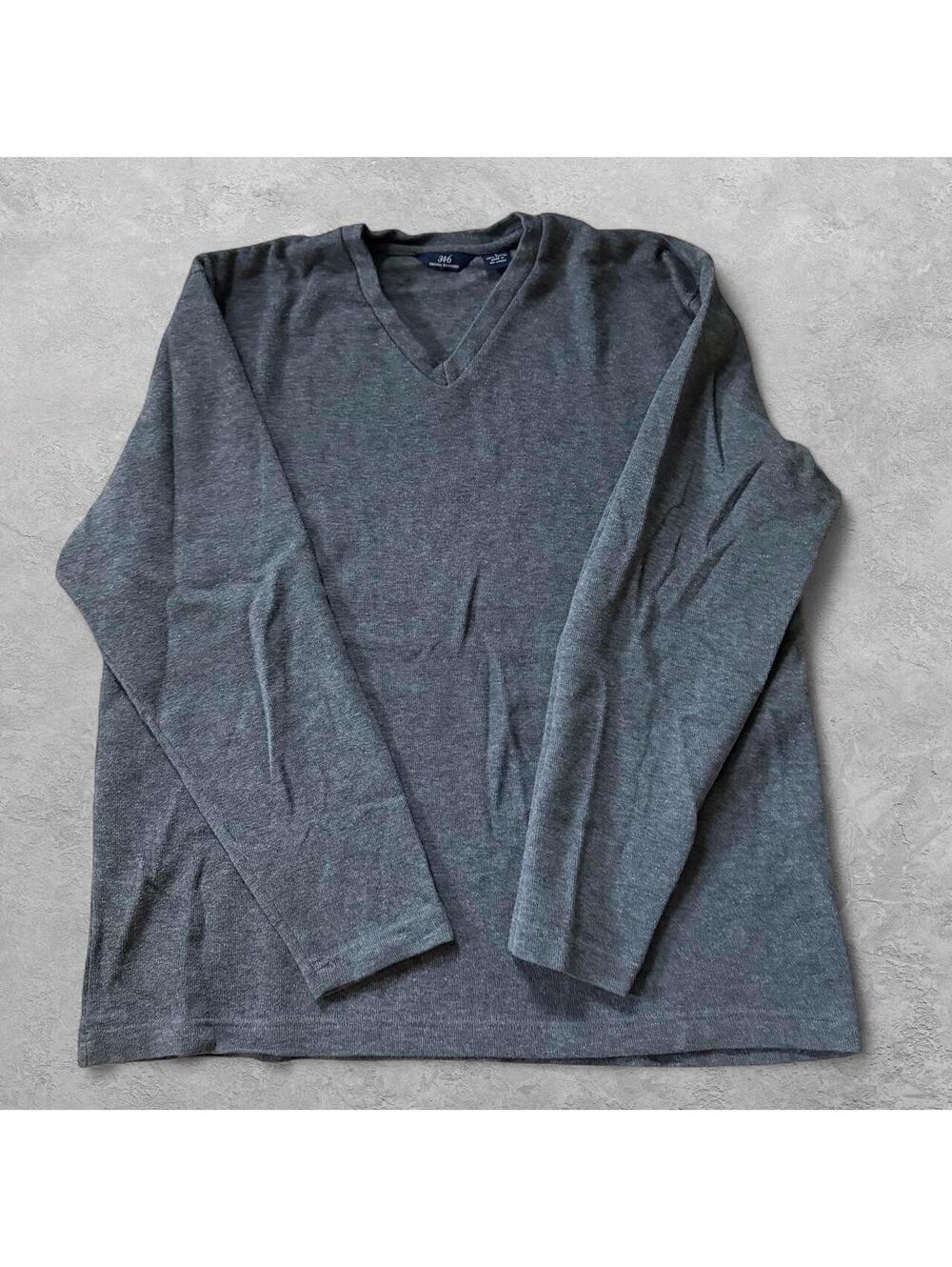 Brooks Brothers 346 Charcoal Grey V-Neck Knit Sweater - Sz L